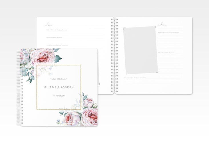 Gästebuch Hochzeit Embrace Ringbindung weiss