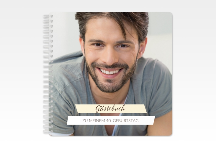 Gästebuch Geburtstag Happy Ringbindung beige