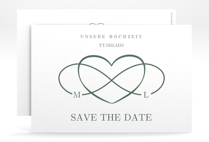 Save the Date-Karte Infinity A6 Karte quer gruen hochglanz