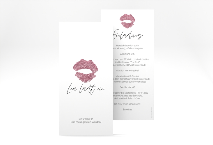 Einladung Geburtstag Kiss lange Karte hoch