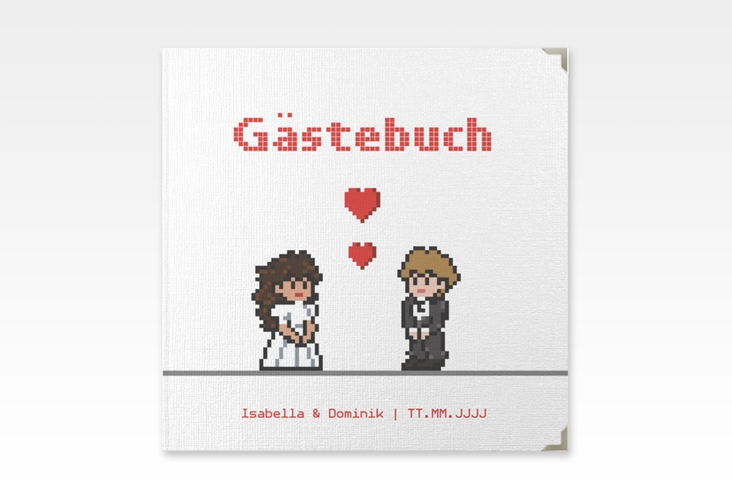 Gästebuch Selection Hochzeit Pixel Leinen-Hardcover weiss