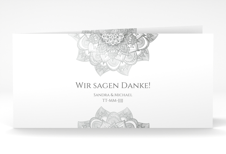 Danksagungskarte Hochzeit Delight lange Klappkarte quer grau hochglanz