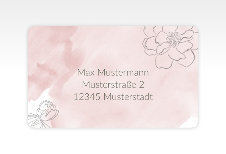 Empfängeretikett Hochzeit Pfingstrosen 63,5 x 38,1 mm rosa