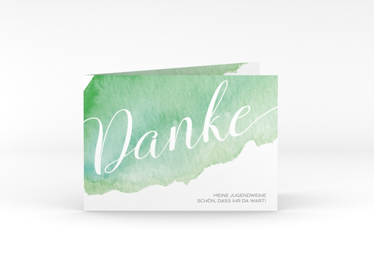 Danksagung Jugendweihe Coloured A6 Klappkarte quer gruen