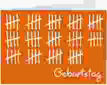 Einladung 70. Geburtstag Strichliste A6 Klappkarte quer orange