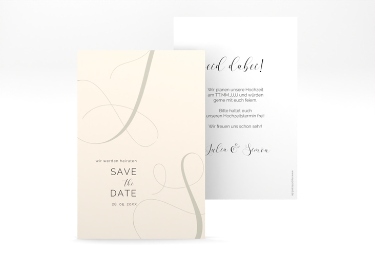 Save the Date-Karte Eheschließung A6 Karte hoch beige hochglanz