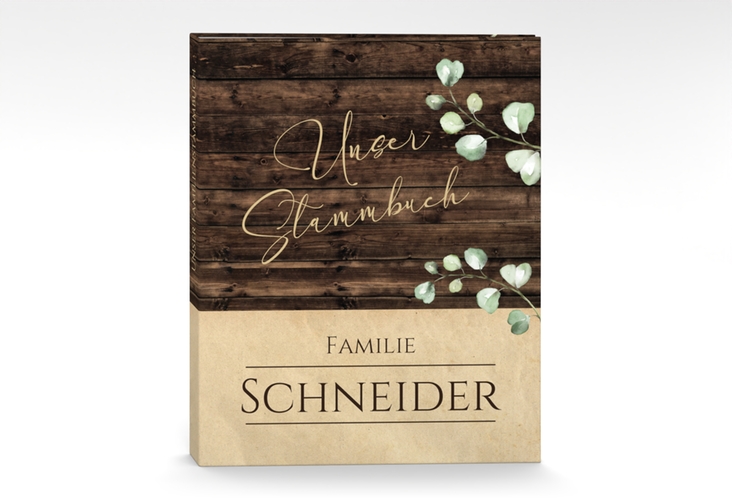 Stammbuch A4 Landhaus Stammbuch A4 braun in Holz-Optik mit Eukalyptus
