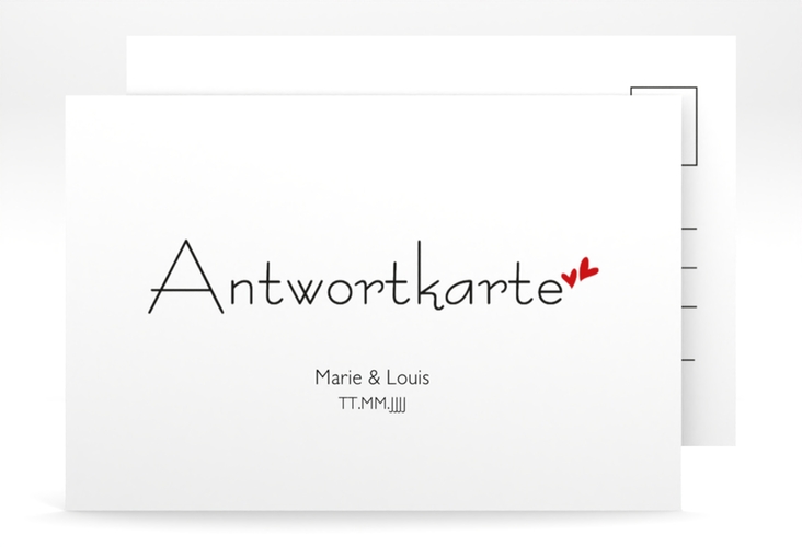 Antwortkarte Hochzeit  Twohearts A6 Postkarte rot
