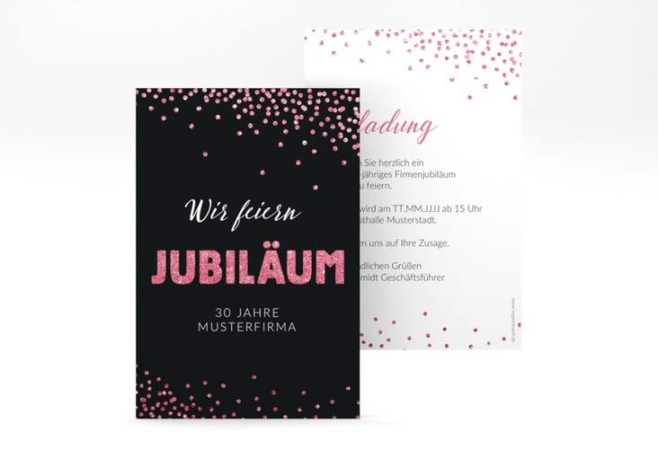 Party Einladungskarte Jubiläum A6 Karte hoch pink hochglanz für Firmen-Events