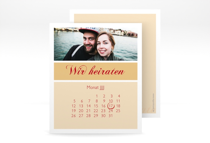 Save the Date-Kalenderblatt Collage Kalenderblatt-Karte apricot