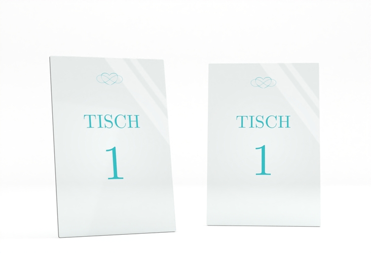 Tischnummer Acryl Hochzeit Infinity Tischaufsteller Acryl tuerkis hochglanz