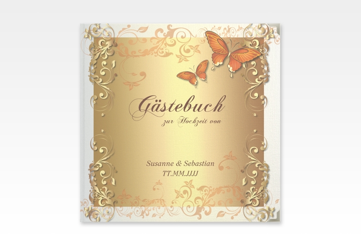 Gästebuch Selection Hochzeit Toulouse Leinen-Hardcover orange mit Schmetterlingen und Schnörkeln