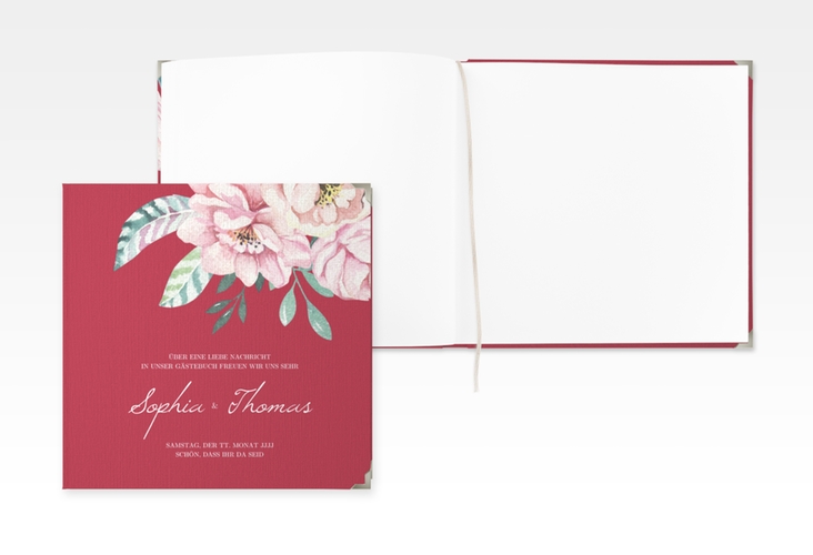 Gästebuch Selection Hochzeit Blooming Leinen-Hardcover rot