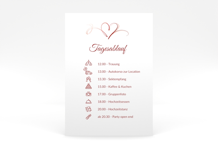 Tagesablauf Poster Hochzeit Envie 50 x 70 cm Poster rot