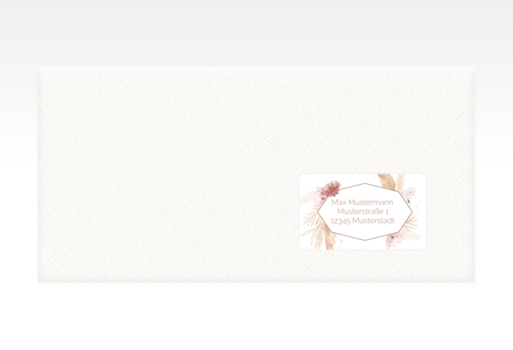 Empfängeretikett Hochzeit Bohostyle 63,5 x 38,1 mm mit Pampasgras in Aquarell