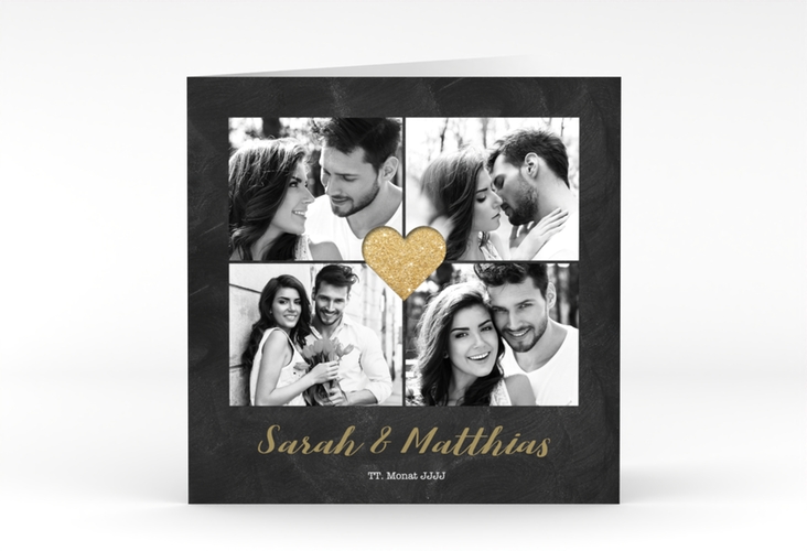 Hochzeitseinladung Sparkly quadr. Klappkarte gold hochglanz