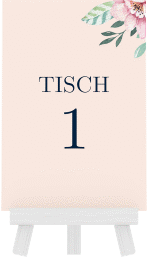 Klick: Details zu Tischnummer Hochzeit "Blooming" anzeigen Tischnummer Hochzeit Blooming Tischaufsteller rosa