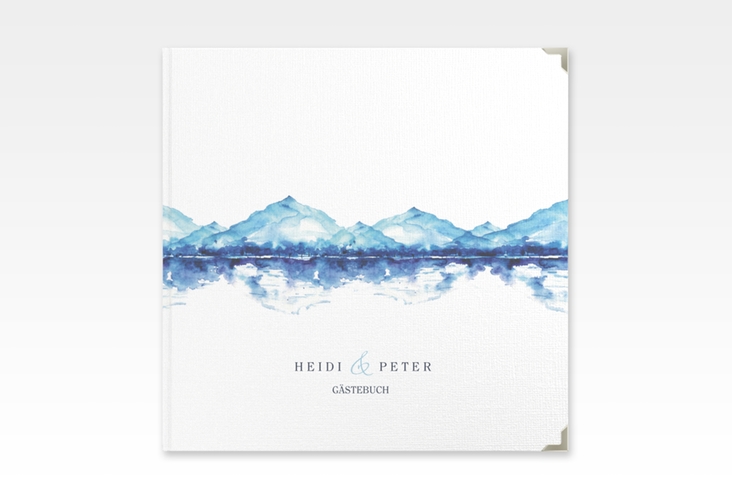 Gästebuch Selection Hochzeit Bergliebe Leinen-Hardcover blau mit Gebirgspanorama für Berghochzeit