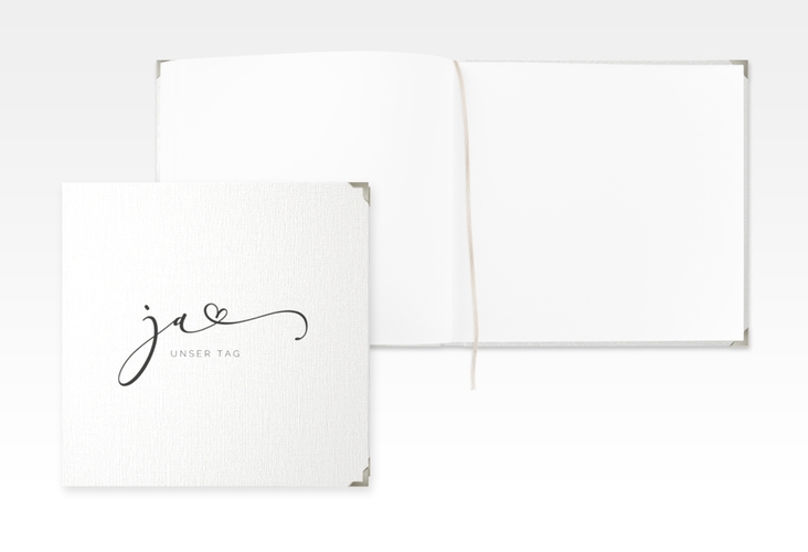Gästebuch Selection Hochzeit Jawort Leinen-Hardcover weiss modern minimalistisch mit veredelter Aufschrift