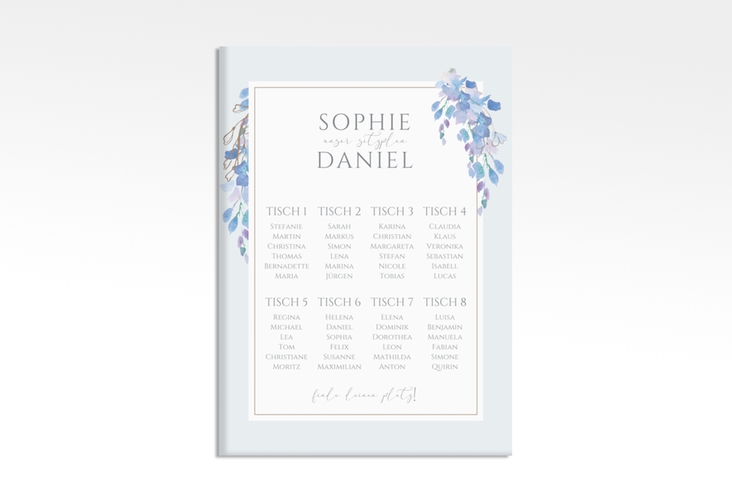 Sitzplan Leinwand Hochzeit Blauregen 50 x 70 cm Leinwand mit Wisteria-Blüten