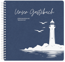 Gästebuch Ferienwohnung Brandung Ringbindung blau Leuchtturm, Ostsee, Nordsee
