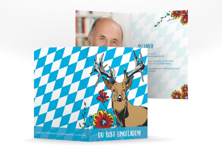 Einladung 70. Geburtstag Platzhirsch A6 Klappkarte hoch