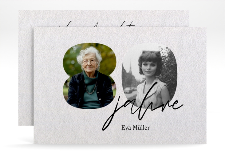 Einladung 80. Geburtstag Jahrzehnte A6 Karte quer