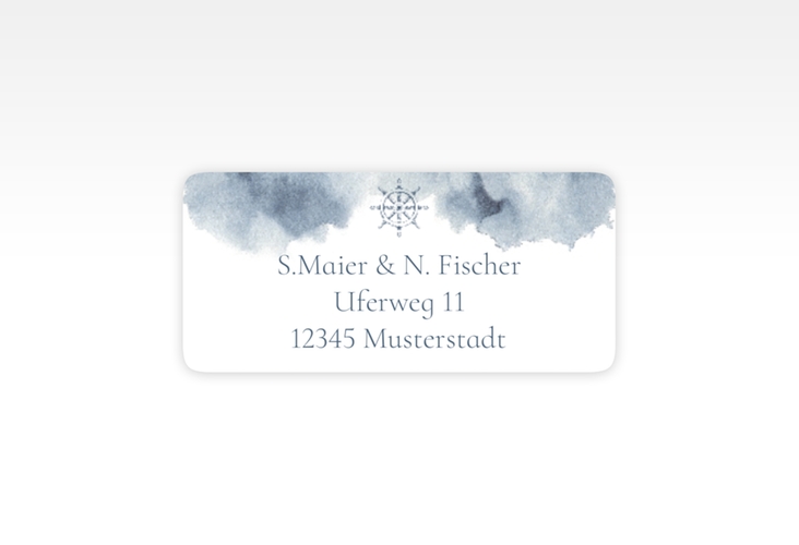 Absenderetikett Hochzeit Steuerrad 45,7 x 21,2 mm blau in maritimen Blautönen