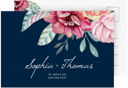 Klick: Details zu Save the Date-Postkarte "Blooming" anzeigen Save the Date-Postkarte Blooming A6 Postkarte blau