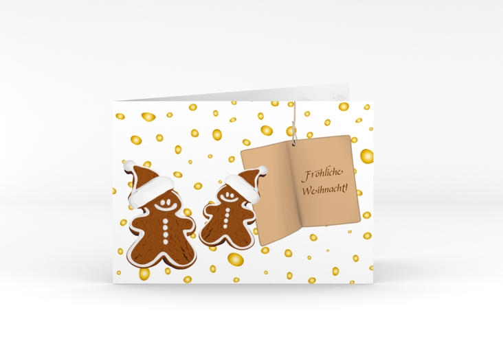 Geschäftliche Weihnachtskarte "Lebkuchen" A6 Klappkarte Quer mit Lebkuchenmännchen