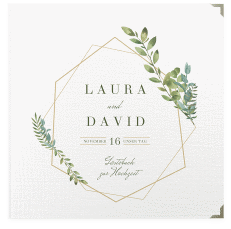 Klick: Details zu Gästebuch Selection Hochzeit "Herbarium" anzeigen Gästebuch Selection Hochzeit Herbarium Leinen-Hardcover gold mit geometrischem Rahmen und Blätter-Dekor