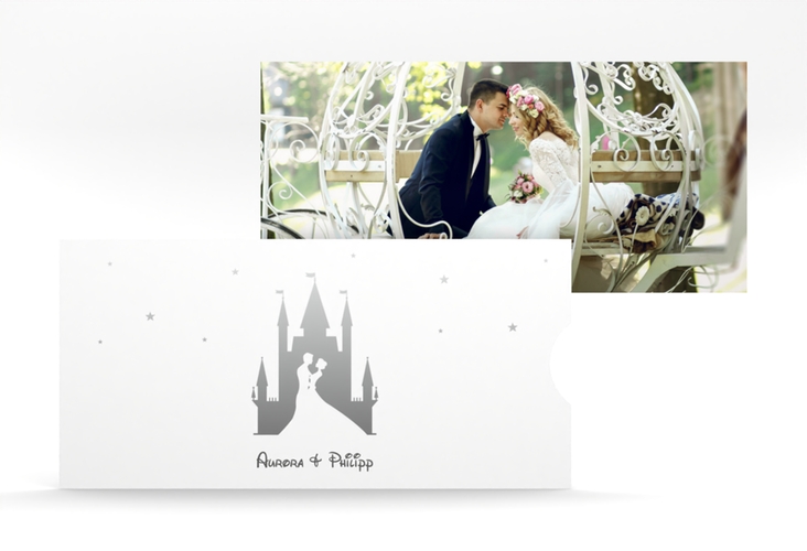 Hochzeitseinladung Castle Einsteckkarte grau