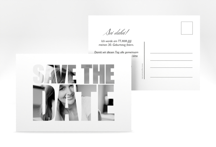 Save the Date-Postkarte Geburtstag Jahreszahl A6 Postkarte