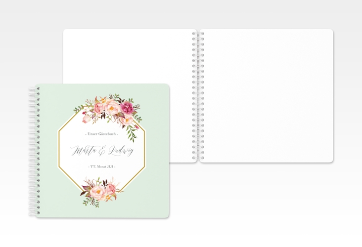 Gästebuch Hochzeit Prachtvoll Ringbindung mint