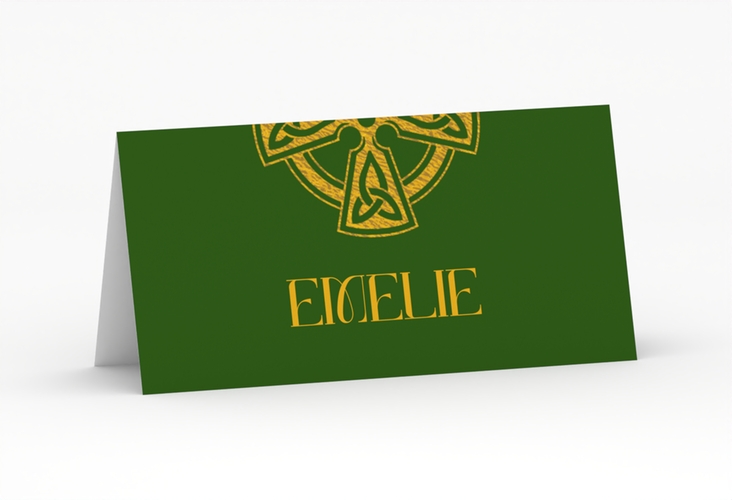 Tischkarte Hochzeit Celtic Tischkarten gruen mit keltischem Knoten in irischen Farben