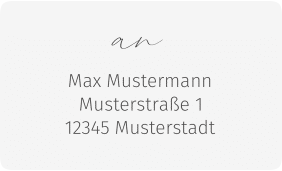 Klick: Details zu Empfängeretikett Hochzeit "Federschrift" anzeigen Empfängeretikett Hochzeit Federschrift 63,5 x 38,1 mm weiss in schlichtem Design mit Kalligrafie