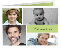 Einladung Geburtstag Bilderserie A6 Klappkarte quer gruen mit mehreren Fotos