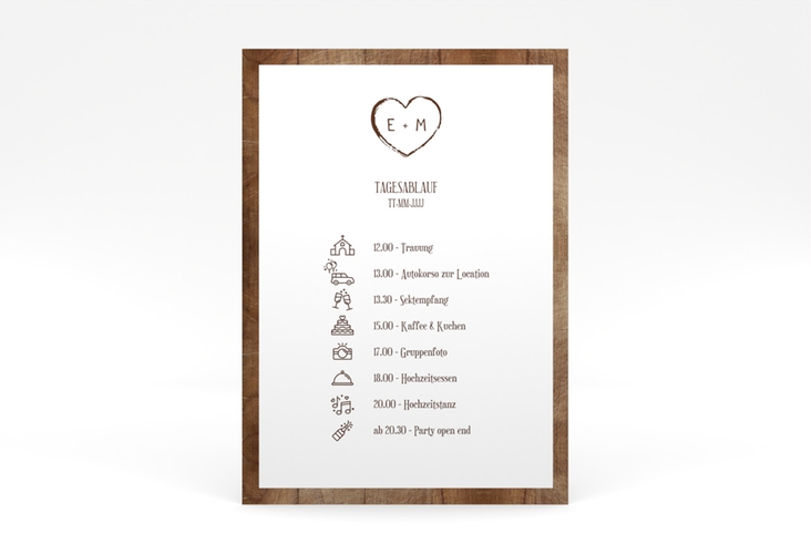 Tagesablauf Poster Hochzeit Wood 50 x 70 cm Poster braun
