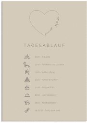 Klick: Details zu Tagesablauf Leinwand Hochzeit "Lebenstraum" anzeigen Tagesablauf Leinwand Hochzeit Lebenstraum 50 x 70 cm Leinwand beige