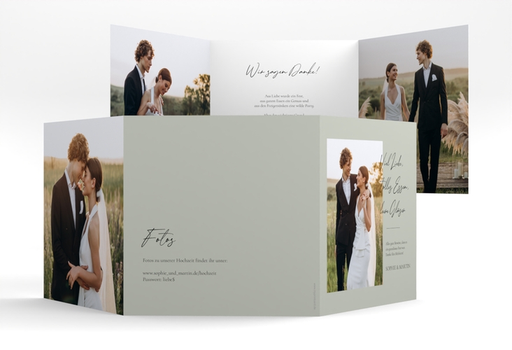 Dankeskarte Hochzeit Liebesbekundung quadr. Doppel-Klappkarte gruen