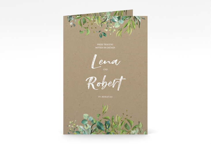 Einladungskarte Hochzeit Natural A6 Klappkarte hoch Kraftpapier