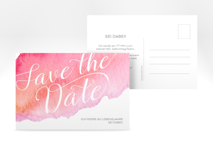 Save the Date-Postkarte Geburtstag Aquarell A6 Postkarte