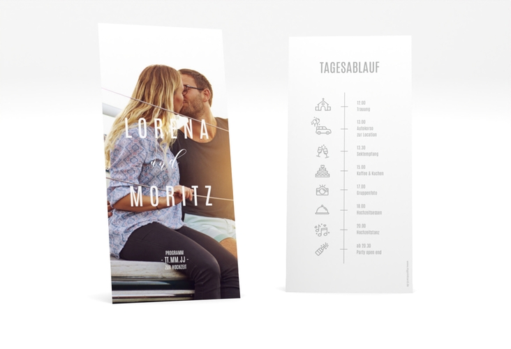 Tagesablauf Hochzeit Memory lange Karte hoch hochglanz