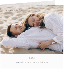 Klick: Details zu Hochzeitseinladung "Unendlich Liebe" anzeigen Hochzeitseinladung Unendlich Liebe quadr. Klappkarte weiss