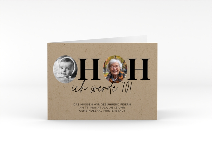 Einladung 70. Geburtstag Hoppla A6 Klappkarte quer