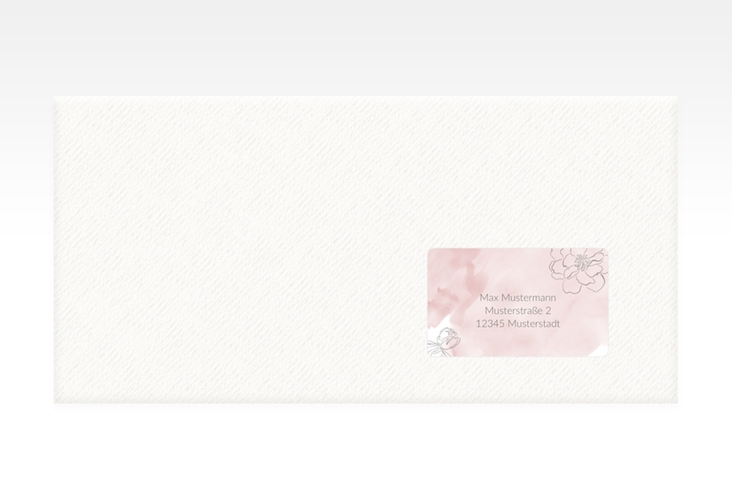 Empfängeretikett Hochzeit Pfingstrosen 63,5 x 38,1 mm rosa