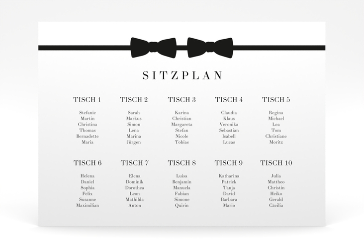 Sitzplan Poster Hochzeit Suits 70 x 50 cm Poster schwarz