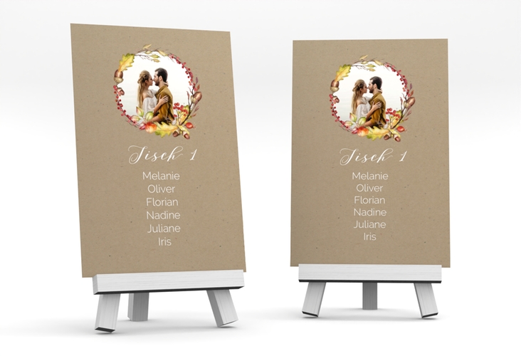 Tischaufsteller Hochzeit Herbstlich Tischaufsteller Kraftpapier