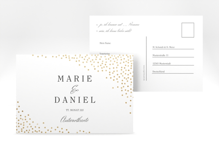 Antwortkarte Glitter A6 Postkarte weiss