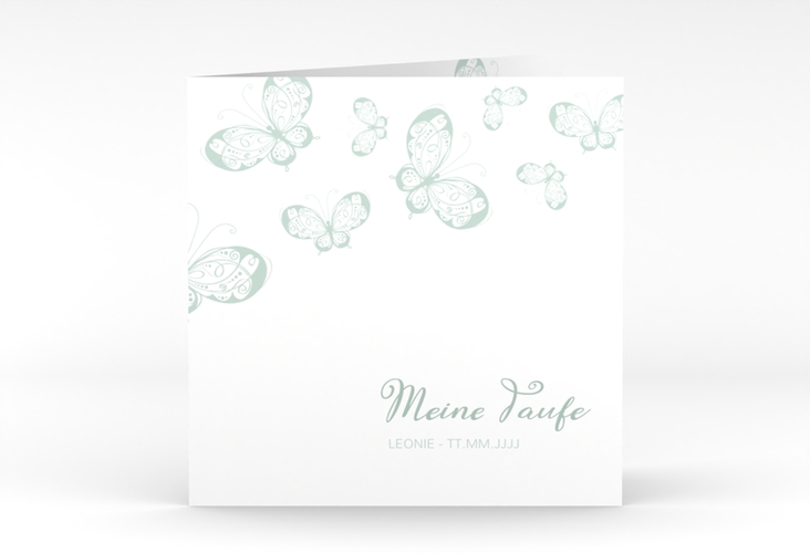 Einladung Taufe Protection quadr. Klappkarte mint